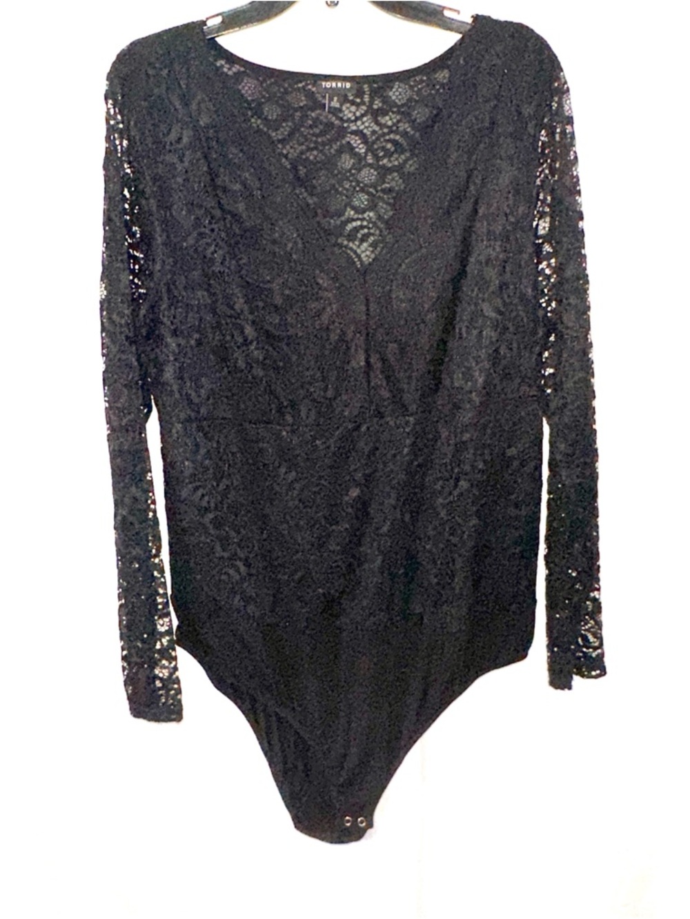 Torrid Black Lace V-Neck Long-Sleeve Bodysuit Size 2
